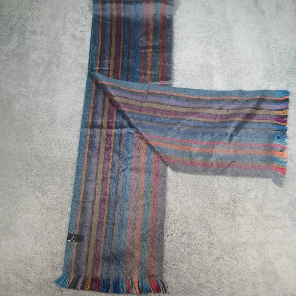 Shupaca Scarf Multi-Color Striped Alpaca Blend Handmade Ecuador